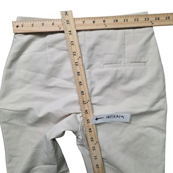 H&M Trouser Pants Women 2 Beige Cotton Blend Stretch Workwear - Picture 4 of 6